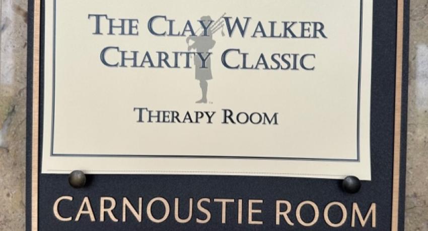 The Clay Walker Charity Classic Therapy Room sign