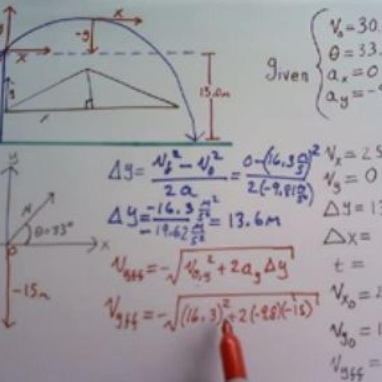 Physics problem written on a whiteboard